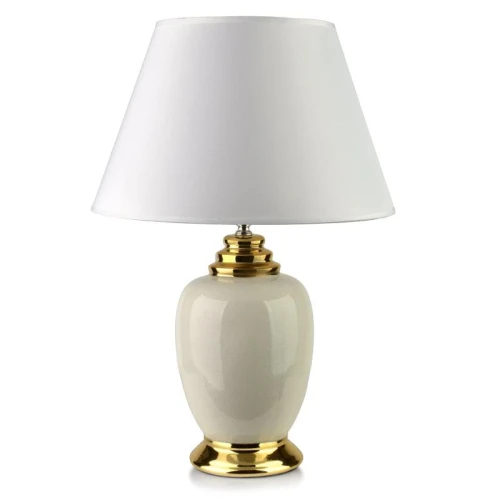 Lampa ceramiczna lampka nocna stołowa beżowo-biała LETI 51cm HTLA8041