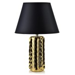 Lampa ceramiczna lampka nocna stołowa złoto-czarna LETI 45x30cm HTLA8089 