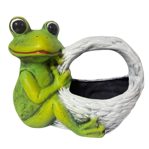 Osłonka żaba z koszykiem doniczka ceramiczna do domu lub ogrodu 27,5x35x19