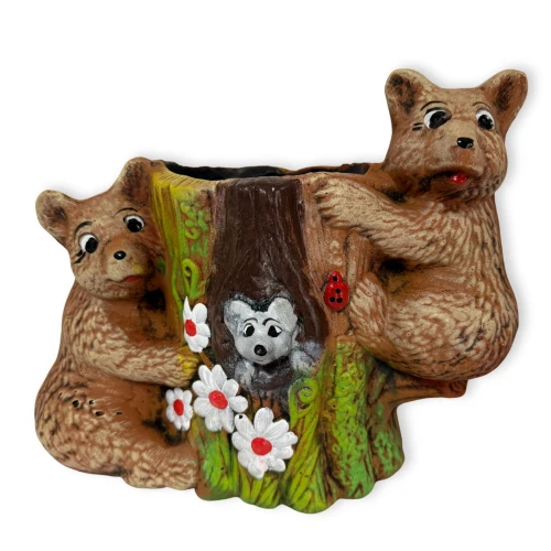 Osłonka pień z misiami doniczka ceramiczna do domu lub ogrodu 25x31x18