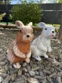 Figurka ogrodowa zając królik ceramiczny BRĄZ lub SZARY 29,5x22x16 polskiej produkcji