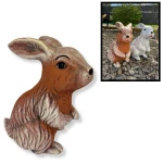 Figurka ogrodowa zając królik ceramiczny BRĄZ lub SZARY 29,5x22x16 polskiej produkcji