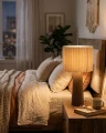 Lampa lampka nocna stołowa brązowo - beżowa 45x25x25 185489