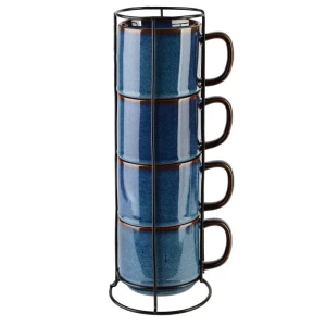 Filiżanki kubki zestaw 4 sztuk na stojaku EVIE 370ml komplet HTPT3526
