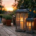 Latarnia ogrodowa lampion komplet brązowy 2szt 65/44cm 74242