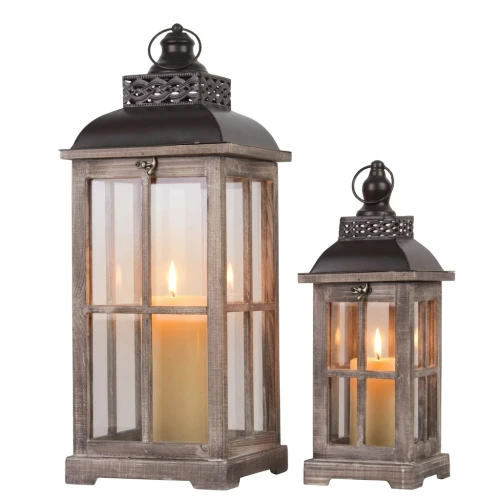 Latarnia ogrodowa lampion komplet brązowy 2szt 65/44cm 74242