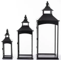 Latarnia metalowa ogrodowa lampion komplet czarny 3szt 86/67/45 cm 172853