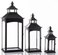 Latarnia metalowa ogrodowa lampion komplet czarny 3szt 86/67/45 cm 172853