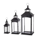 Latarnia metalowa ogrodowa lampion komplet czarny 3szt 86/67/45 cm 172853