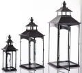 Latarnia metalowa ogrodowa lampion komplet czarny 3szt 86/67/45 cm 172853