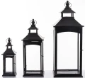 Latarnia metalowa ogrodowa lampion komplet czarny 3szt 86/67/45 cm 172853