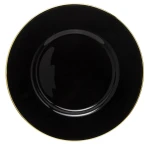 Podstawka pod talerz podtalerz szklany czarno złoty 2x33x33 131197