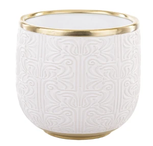 Osłonka donica doniczka ceramiczna biało-złota 16,5x17x17 138522