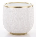 Osłonka donica doniczka ceramiczna biało-złota 16,5x17x17 138522