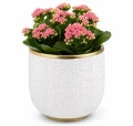 Osłonka donica doniczka ceramiczna biało-złota 16,5x17x17 138522