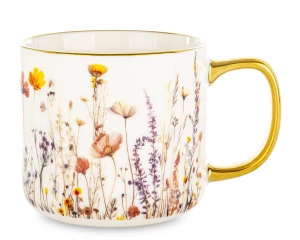 Kubek z porcelany biało złoty w opakowaniu dekoracyjnym 450ml 183989