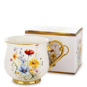 Kubek z porcelany biało złoty w opakowaniu dekoracyjnym 450ml 171890