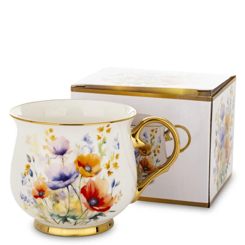 Kubek z porcelany biało złoty w opakowaniu dekoracyjnym 450ml 171902