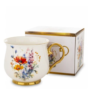 Kubek z porcelany biało złoty w opakowaniu dekoracyjnym 450ml 171909