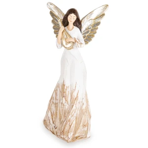 Figurka dekoracyjna anioł aniołek złoto biały elegancki 34cm 185064
