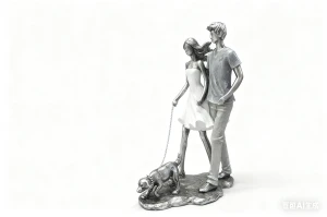 Figurka dekoracyjna para z pieskiem kolekcja family 26,5x10x18 184160