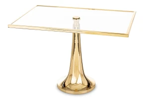 Patera dekoracyjna lustrzana złota prostokątna glamour 26x38x26 184817
