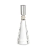 Świecznik szklany połączony z metalem srebrny glamour 17,5x5,5x5,5 182816