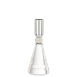 Świecznik szklany połączony z metalem srebrny glamour 14,5x5,5x5,5 182815