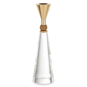 Świecznik szklany połączony z metalem złoty glamour 21x5,5x5,5 182814