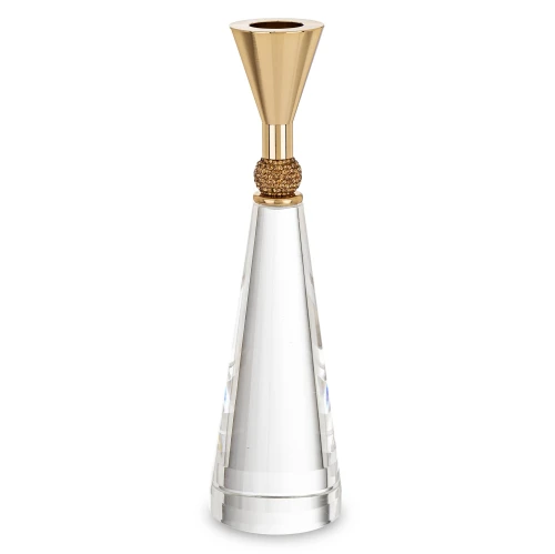 Świecznik szklany połączony z metalem złoty glamour 21x5,5x5,5 182814