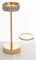 Świecznik metalowy złoty glamour z pirytem nowoczesny 39x10x10 176118
