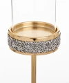 Świecznik metalowy złoty glamour z pirytem nowoczesny 39x10x10 176118