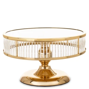 Patera dekoracyjna lustrzana złota okrągła glamour 18x30x30 176129