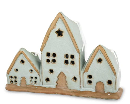 Dekoracja ceramiczna domek domki świecznik na 3 świece 14x20,5x6 180727