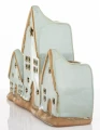 Dekoracja ceramiczna domek domki świecznik na 3 świece 14x20,5x6 180727