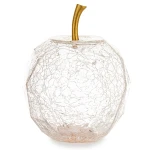 Ozdoba dekoracyjna szklana jabłko led przeźroczyste crackle 19x14x14 186161