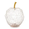 Ozdoba dekoracyjna szklana jabłko led przeźroczyste crackle 18x13x13 186160
