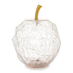 Ozdoba dekoracyjna szklana jabłko led przeźroczyste crackle 18x13x13 186160