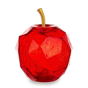 Ozdoba dekoracyjna szklana jabłko led czerwone crackle 18x13x13 186150