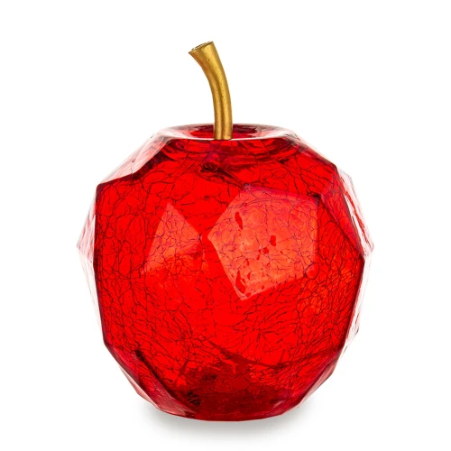 Ozdoba dekoracyjna szklana jabłko led czerwone crackle 18x13x13 186150