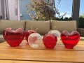 Ozdoba dekoracyjna szklana jabłko led czerwone crackle 19x14x14 186151