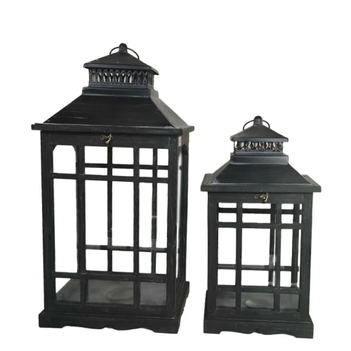Latarnia ogrodowa lampion komplet czarny 69/51cm  172857