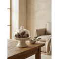 Patera z kloszem szklanym ceramiczna duża beżowa 31,5cm HTC2490