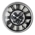 Zegar ścienny retro podświetlany LED duży 50cm srebrny ruchomy mechanizm HTBE0326