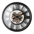 Zegar ścienny retro podświetlany LED duży 50cm czarny ruchomy mechanizm HTBE0319
