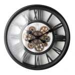 Zegar ścienny retro podświetlany LED duży 50cm czarny ruchomy mechanizm HTBE0319