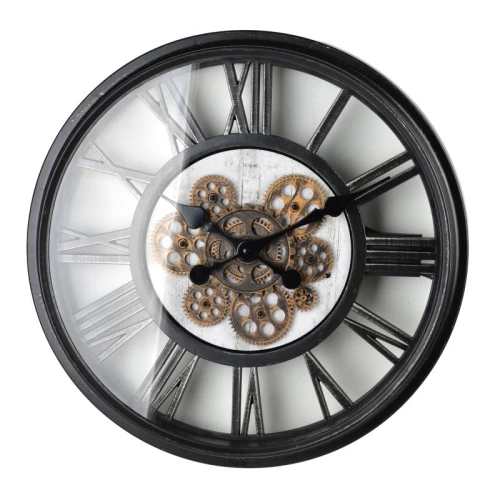Zegar ścienny retro podświetlany LED duży 50cm czarny ruchomy mechanizm HTBE0319
