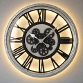 Zegar ścienny retro podświetlany LED duży 50cm czarny ruchomy mechanizm HTBE0319