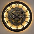 Zegar ścienny retro podświetlany LED duży 50cm czarny ruchomy mechanizm HTBE0333