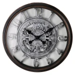 Zegar ścienny retro podświetlany LED duży 50cm czarny ruchomy mechanizm HTBE0333 